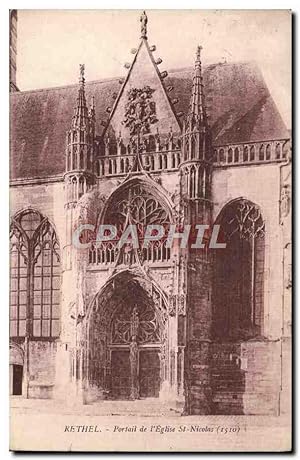 Carte Postale Ancienne Rethel Portail de l'église Saint Nicolas