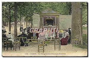 Carte Postale Ancienne Théâtre Guignol Paris Le Guignol des champs Elysees TOP