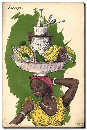 Carte Postale Ancienne Negre Femme noire Portage