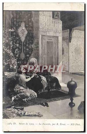 Carte Postale Ancienne Fantaisie Orientalisme Salon de 1909 la favorite par Ernst
