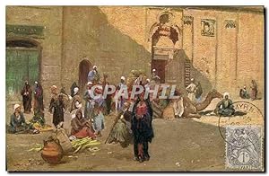 Carte Postale Ancienne Fantaisie Orientalisme Egypt Egypte Scene de rue au Caire
