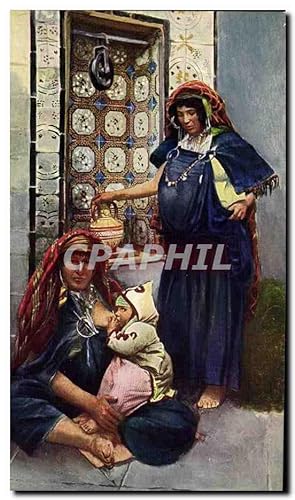 Carte Postale Ancienne Fantaisie Orientalisme Femmes Enfant