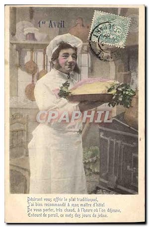 Carte Postale Ancienne Cuisine 1er Avril Cuisinier