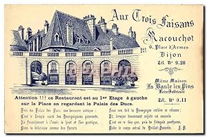 Carte Postale Ancienne Aux Trois faisans Racouchot Restaurant Place d'armes Dijon