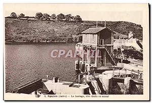 Carte Postale Ancienne Electricite Eguzon Le barrage rive droite en amont