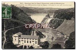 Carte Postale Ancienne Electricite Barrage sur le Cher a Rochebut pres de Montlucon vue d'ensembl...