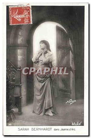 Carte Postale Ancienne Femme Théâtre Sarah Bernhardt dans Jeanne d'Arc