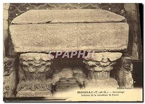 Carte Postale Ancienne Moissac Sarcophage Intérieur de la cathédrale St Pierre
