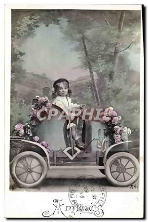 Carte Postale Ancienne Enfant Automobile