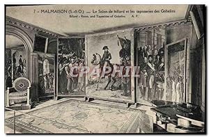Carte Postale Ancienne Billard Malmaison le salon de billard et les tapisseries des Gobelins Napo...