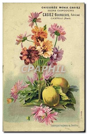 Carte Postale Ancienne Fantaisie Fleurs Chrystanthemes & Soucis Casiez Bourgeois
