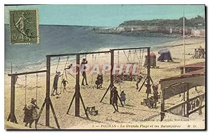 Carte Postale Ancienne Fouras La grande plage et les balancoires
