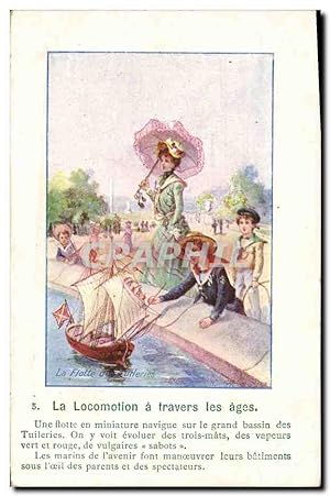 Carte Postale Ancienne La locomotion a travers les Ages Bateau Au Solide Jullien Cours Belsunce M...