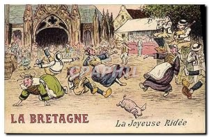 Carte Postale Ancienne Cochon Porc la Bretagne La joyeuse ridee Folklore