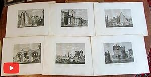 Rome Roma Italy Italia Ruins Temples 1848 lot x 6 Moschetti engraved prints