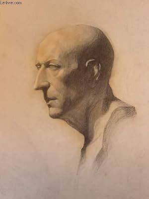 Portrait original d'un homme chauve, de profil, au nez pointu.