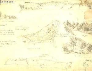 Une planche illustrée d'un dessin original au crayon, de différents plans et vues du Village de P...