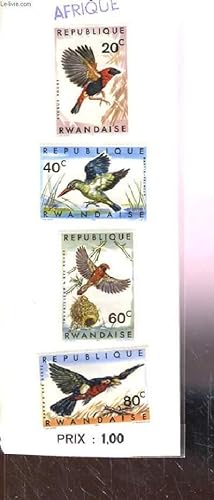 Collection de 4 timbres-poste neufs, de la République Rwandaise. Série Oiseaux.