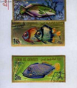 Collection de 3 timbres-poste oblitérés, de Umm Al Quiwain. Série Poisson.
