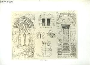 Gravure originale d'encadrements de fenêtres et portes, à La Réole.