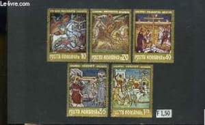 Collection de 5 timbres-poste oblitérés, de Roumanie. Moldovita, Voronet.