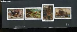 Collection de 4 timbres-poste neufs, de République Rwandaise. 50e Anniversaire de l'O.I.T. Reprod...