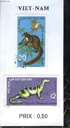 Pochette de 2 timbres-poste oblitérés, du Viet-Nam.