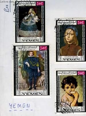Collection de 5 timbres-poste oblitérés, du Yemen. Children Day 1968