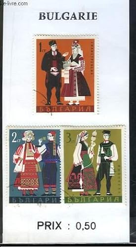 Pochette de 3 timbres-poste oblitérés, de Bulgarie. Costumes Bulgares.