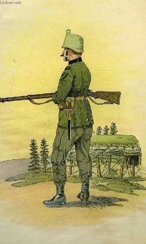 Lithographie en couleurs, d'après un aquarelle, d'un Carabinier de 1914. Extrait de L'Uniforme de...