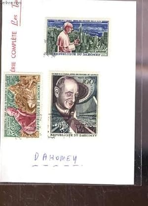 Collection de 3 timbres-poste oblitérés, de Dahomey. Visite de Paul VI à l'ONU