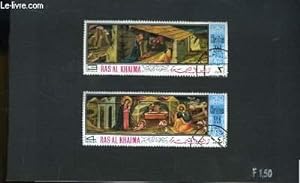 Collection de 2 timbres-poste oblitérés, de Ras al Khaima. Noël 1968