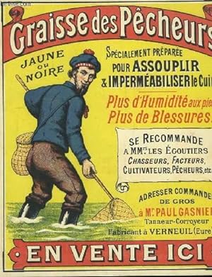 Affiche Publicitaire "Graisse des Pêcheurs" - Pour assouplir & imperméabiliser le Cuir. (Verneuil...