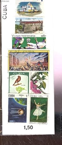 Collection de 8 timbres-poste oblitérés, de Cuba. Correos, Ballet Nacional, Footbal, fleurs et oi...