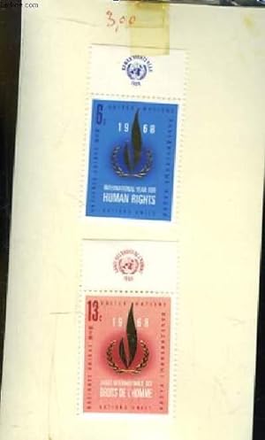Collection de 2 timbres-poste neufs, de l'Année Internationale des Droits de l'Homme - 1968