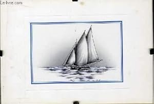 Carte Postale d'un voilier en noir et blanc.