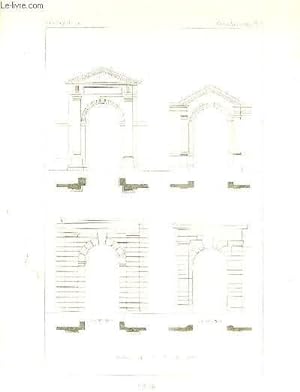 Portes d'après Serlio et d'après Vignole. Une planche illustrée de gravures en noir et blanc.
