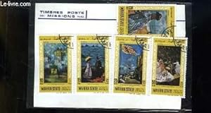 Collection de 5 timbres-poste oblitérés, de Mahra. Reproduction de Tableaux.