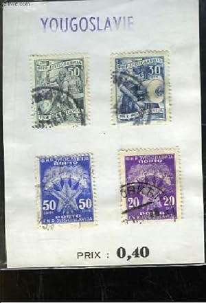 Pochette de 4 timbres-poste oblitérés, de Yougoslavie.