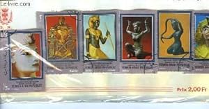 Collection de 6 timbres-poste oblitérés, de la République Arabe du Yemen. Statues de Dieux Egypti...