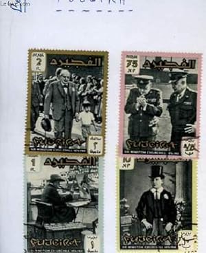 Collection de 4 timbres-poste neufs et oblitérés, de Fujeira. Sir Winston Churchill.