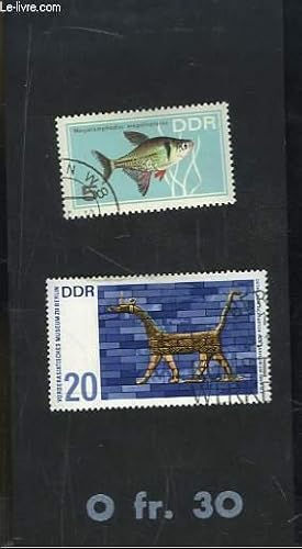 Pochette de 2 timbres-poste oblitérés, de République Démocrate Allemande. DDR