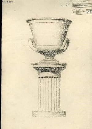 Une planche illustrée d'un dessin original, au crayon d'une poterie sur colonnes.