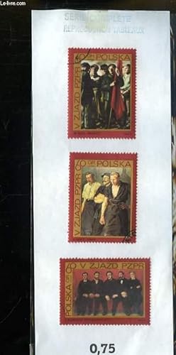 Collection de 3 timbres-poste oblitérés, de Pologne. Reproduction de Tableaux de Weiss, Lentz et ...