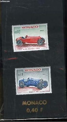 Collection de 2 timbres-poste neufs, de Monaco. Alfa Roméo, 1932 - Bugatti 1931.