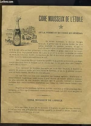 Brochure publicitaire du "Cidre Mousseux de l'Etoile". De la pomme et du cidre en général.