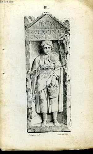 Gravure XIXe en noir et blanc, d'Antiques reliques gravées dans la pierre. Planche N° III