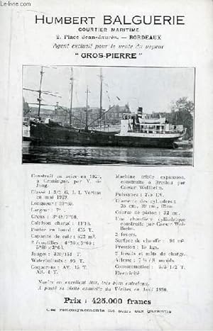 Affichette de la Vente du vapeur "Gros-Pierre".