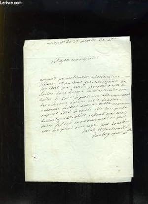 Lettre manuscrite à la plume. Virsac, Cimetière et Eglise.