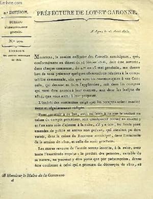 1 lettre imprimée N°270. Session des Conseils Municipaux 1813